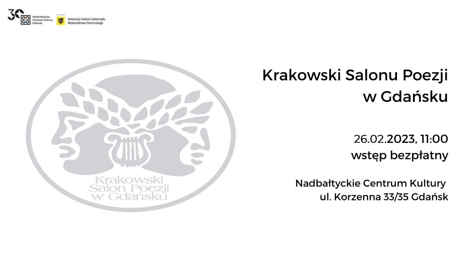 Krakowski Salon Poezji w Gdańsku. Ukraiński alfabet. 26 lutego 2023. Początek 11:00. 