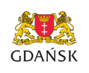Herb Gdańska, dwa złote lwy trzymające czerwoną tarcze z dwoma białymi krzyżami