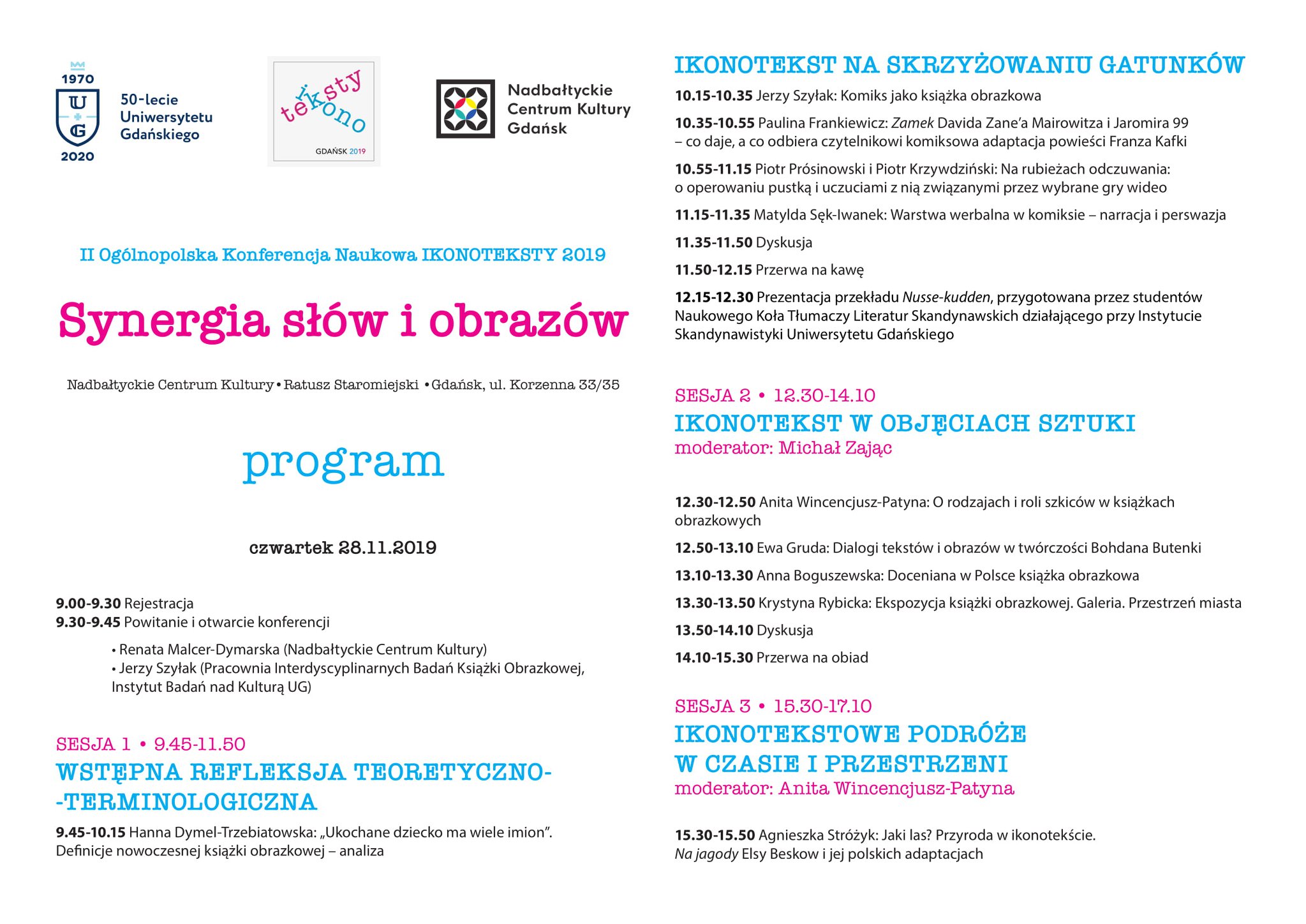 Ikonoteksty 2019 Program strona 1