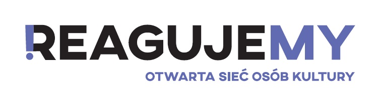 logo, napis "!REAGUJEMY otwarta sieć osób kultury"