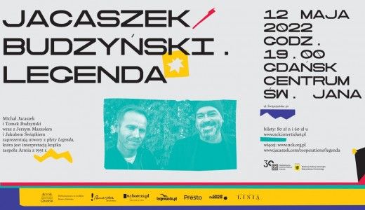 kolorowa grafika, napis Jacaszek Budzyński Legenda, koncert