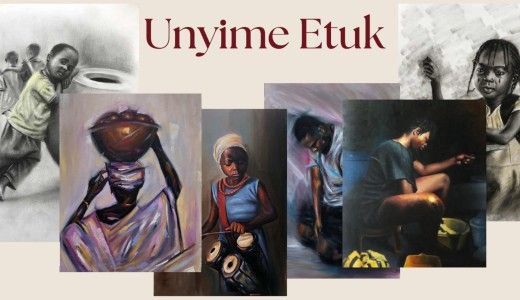 kolaż obrazów, napis Unyime Etuk