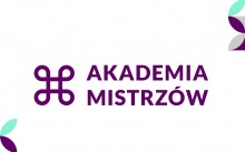 napis akademia mistrzów i wzór abstrakcyjny