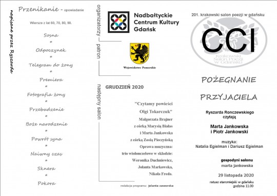 CCI Krakowski Salon Poezji w Gdańsku Ryszard Ronczewski