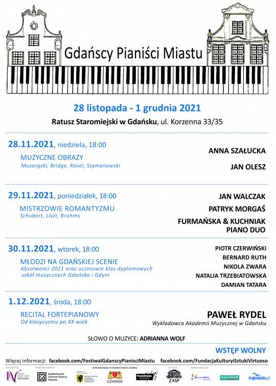 afisz festiwalu Gdańscy Pianiści Miastu 2021 - program koncertów