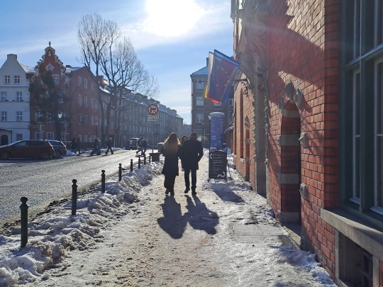 zimowy krajobraz okolice starego miasta w Gdańsku 