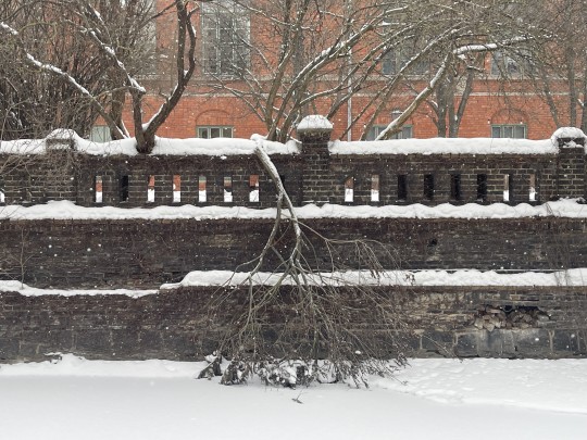 zimowy krajobraz okolice starego miasta w Gdańsku kanał Raduni 