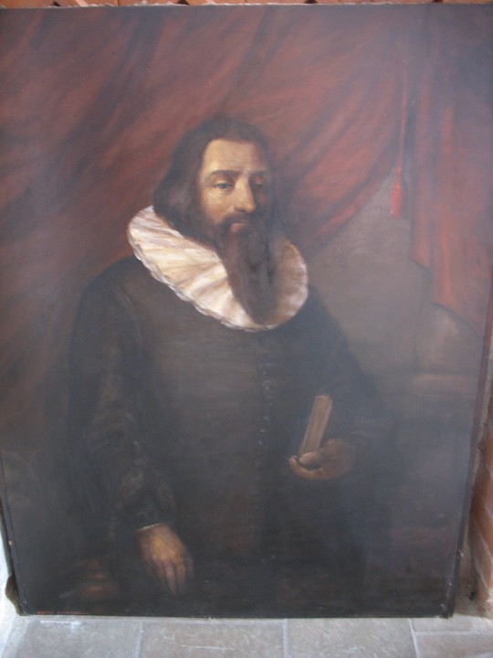zdjęcie obrazu, portret - mężczyzny w kryzie w z książką pod pachą