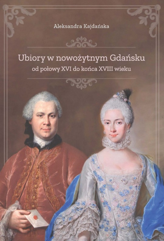 okładka książki, mężczyzna i kobieta w perukach i średniowiecznych strojach, suknie, szale
