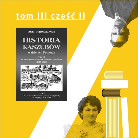 żółte tło, okładka książki "historia kaszubów tom III"