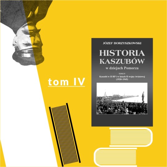 żółte tło, okładka książki "historia kaszubów tom IV"