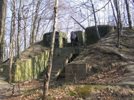 Stanowisko armaty kalibru 130 mm, z 1948 r. 11. BAS. Widok od tyłu działobitni (Fot. Marcin Dudek)