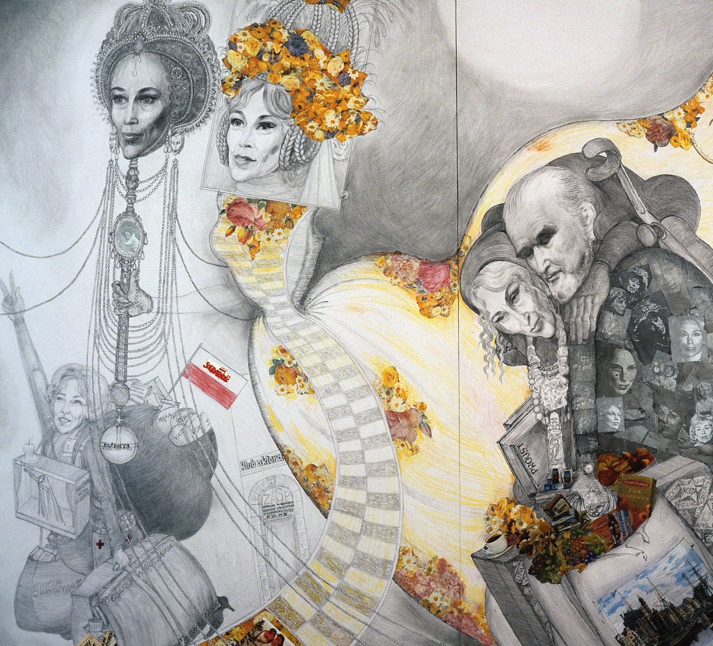 praca graficzna Mariana Kołodzieja, przedstawiająca autora wraz z żoną Haliną Słojewską