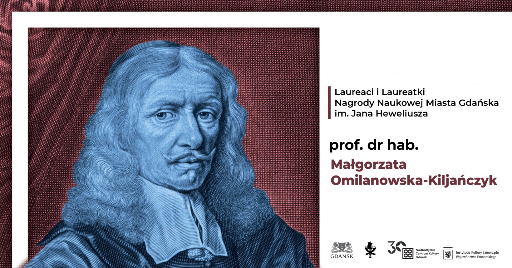 Nagroda Naukowa Miasta Gdańska im. Jana Heweliusza. Spotkanie z prof. dr hab. Małgorzatą Omilanowską-Kiljańczyk. 17 listopada 2022. Na zdjęciu postać Jana Heweliusza. 