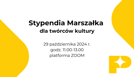 grafika z tekstem dot. webinaru Stypendia Marszałka dla twórców kultury 