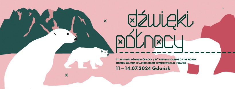 grafika internetowa, niedźwiedzie polarne, lodowce, napis dźwięki północy