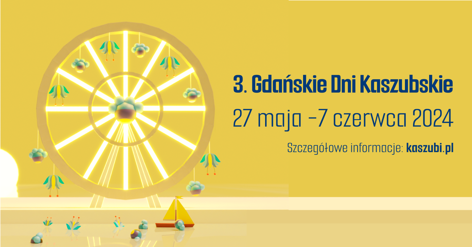 żółta grafuka, diabelski młyn napis 3. gdańskie dni kaszubskie