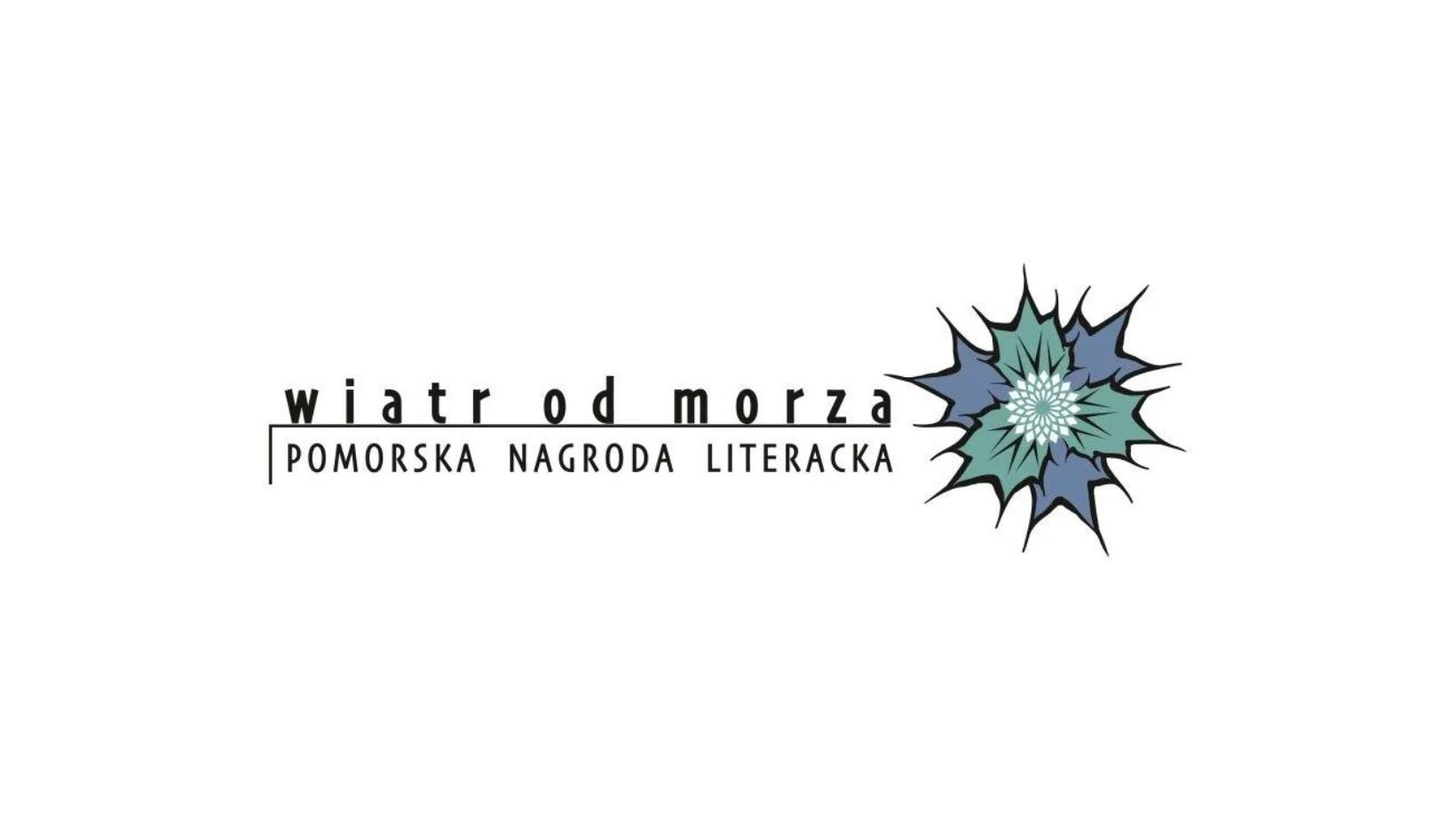 logotyp nagrody, graficzne przedstawienie mikołajka pomorskiego i napis "wiatr od morza. pomorska nagroda literacka"