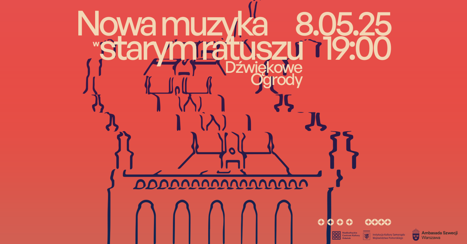 grafika do wydarzenia, z nazwą, godziną i ilustracją ratusza
