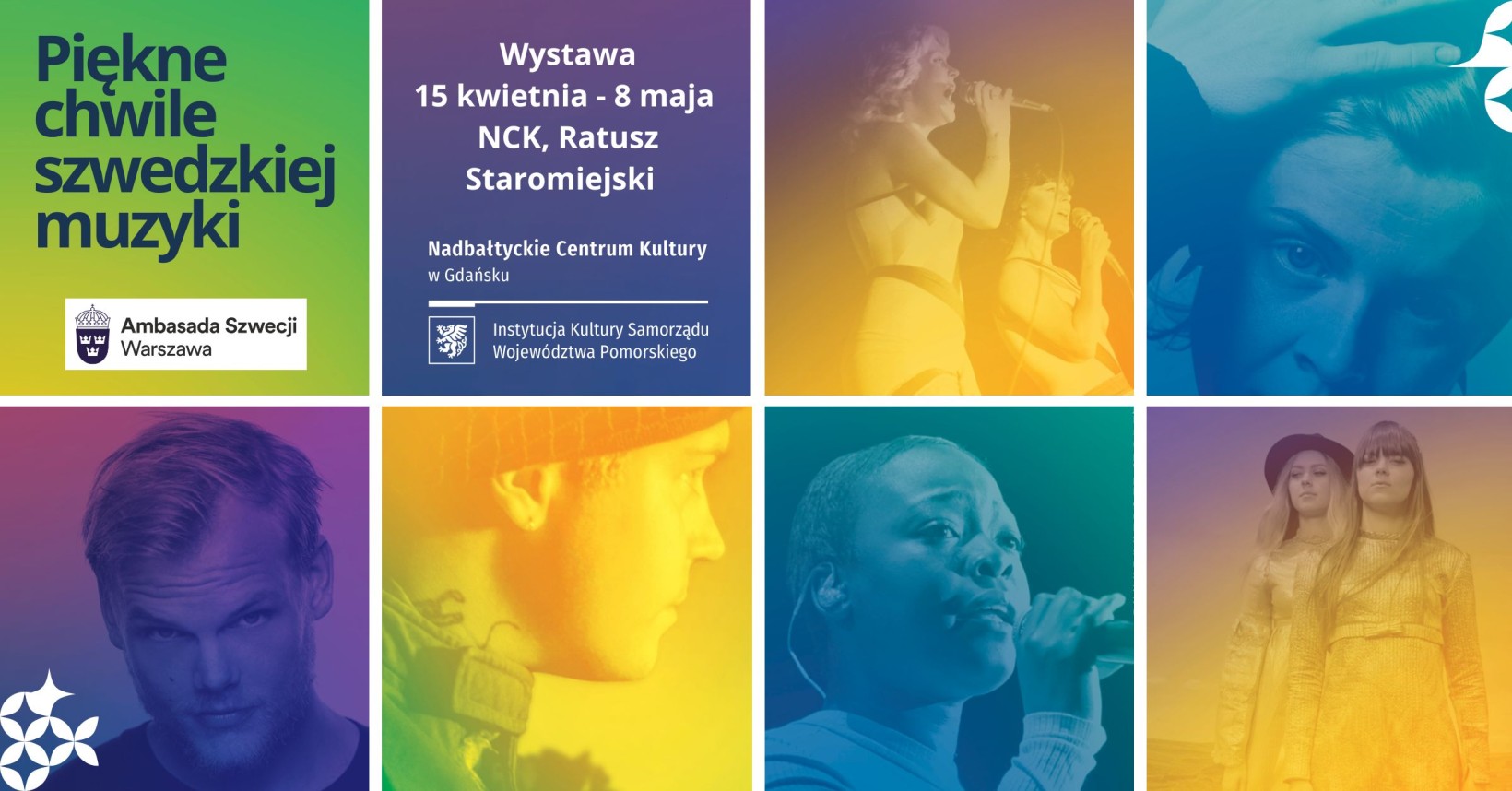 grafika z planszami z wystawy, które pokazują muzyków Szwedzkich