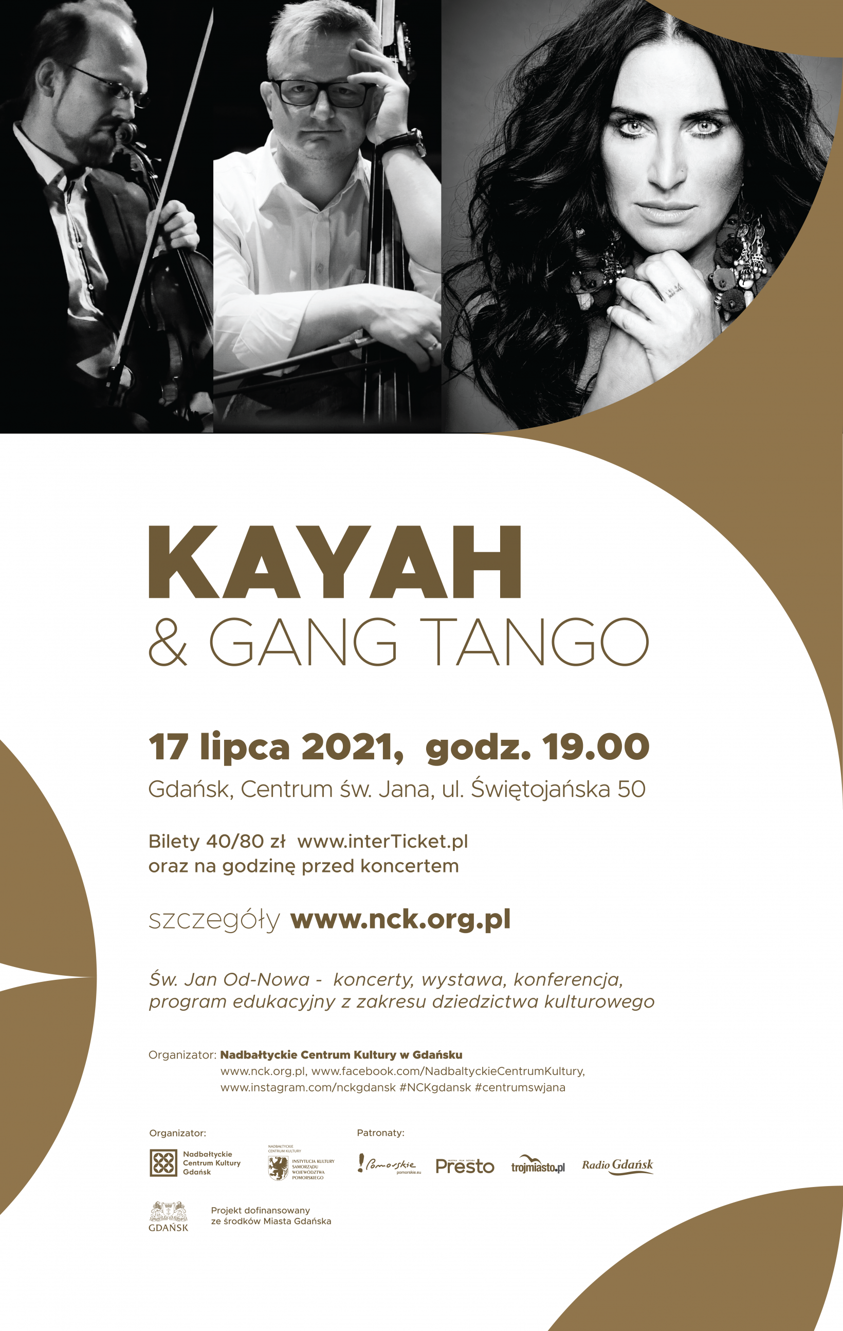 plakat promujący koncert Kayah & Gang Tango dane oraz zdjęcie arystów
