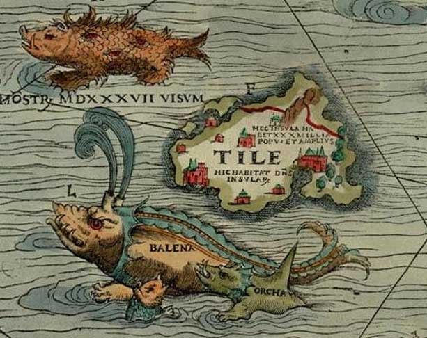dawna rycina mapy wyspy ultima thule