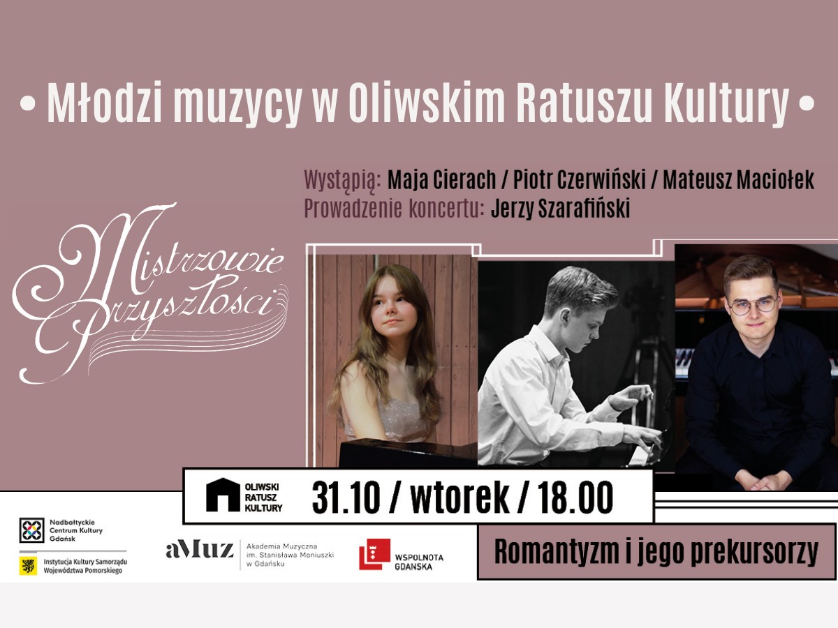 portrety młodych muzyków  "młodzi muzycy w Oliwskim Ratuszu Kultury"