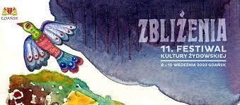 ilustracja kolorowy ptak wznosi się do chmury, napis "zbliżenia 11. Festiwal kultury żydowskiej"