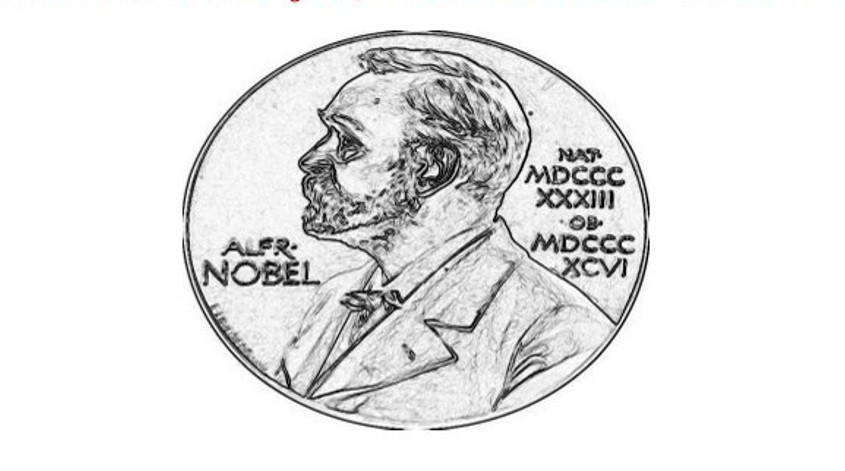 odbitka medalu nobla z wizerunkiem Alferda Nobla