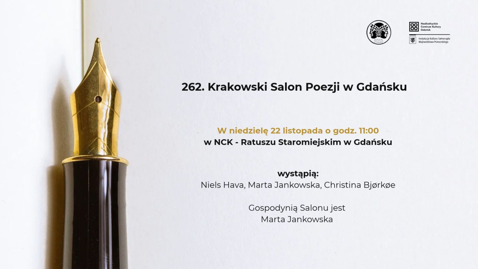 grafika promująca krakowski salon poezji w listopadzie 2026