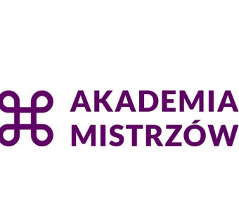 napis akademia mistrzów i wzór abstrakcyjny