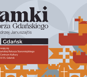 grafika internetowa, elementy zamków, proporce, napis "Zamki Pomorza Gdańskiego, 4 X Świecie"