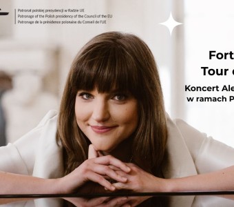 grafika ze zdjęciem Aleksandry Bobrowskiej, logo nck i logo prezeydencji EU