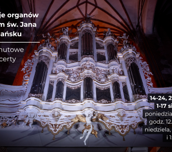 zdjęcie organów + napisy o nazwie wydarzenia, daty, godziny, motywy dekoracyjne nck