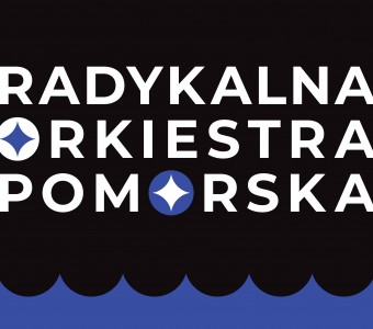 grafika imitująca fale napis "radykalna orkiestra pomorska"