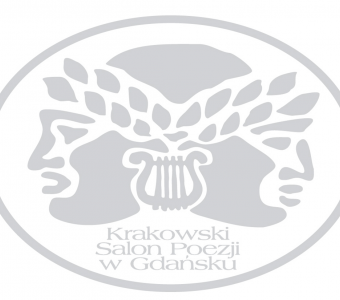 logo antyczne głowy w liściach laurowych, lira i napis krakowski salon poeji w gdańsku