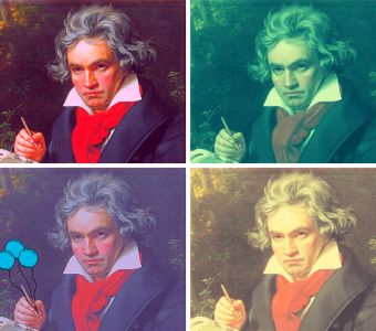 Portret L van Beethovena w 4 wersjach kolorystycznych