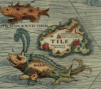 dawna rycina mapy wyspy ultima thule