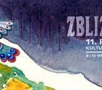 ilustracja kolorowy ptak wznosi się do chmury, napis "zbliżenia 11. Festiwal kultury żydowskiej"