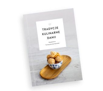 okładka książki, zdjęcie babeczek, Napis "tradycje kulinarne Danii"
