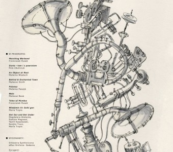 plakat, ilustracja abstrakcyjna, połączenie różnych instrumentów