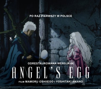 animacja mężcyzyna stoi naprzeciwko dziewczynki,napis "angel's egg. Po raz pierwszy w Polsce"