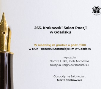 zdjęcie pióra, kartki napis: "263. Krakowski Salon Poezji w Gdańsku"