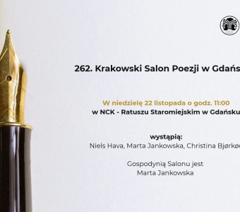 grafika promująca krakowski salon poezji w listopadzie 2026
