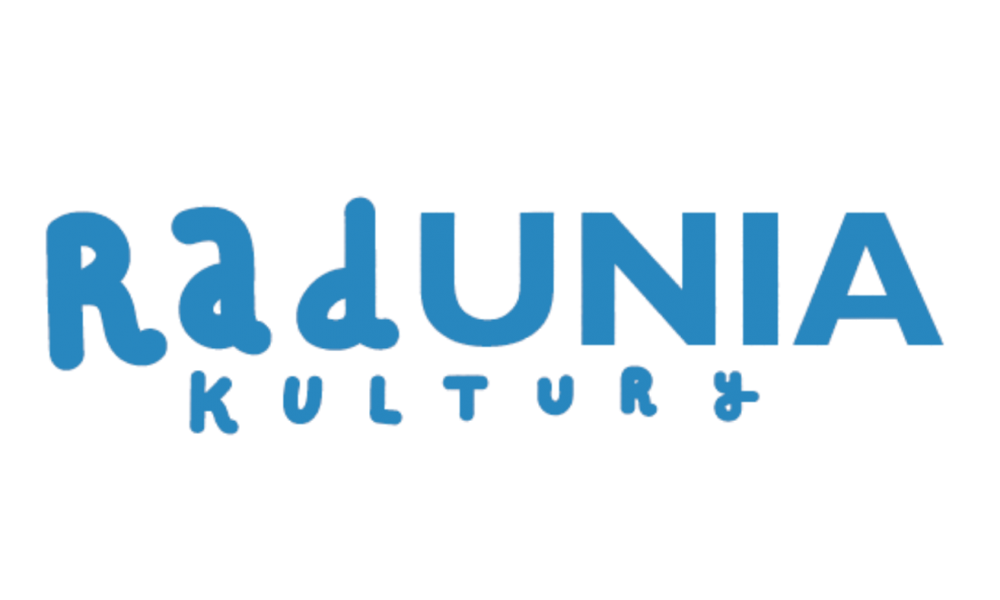 niebieskie logo. Napis "RadUNIA kultury"