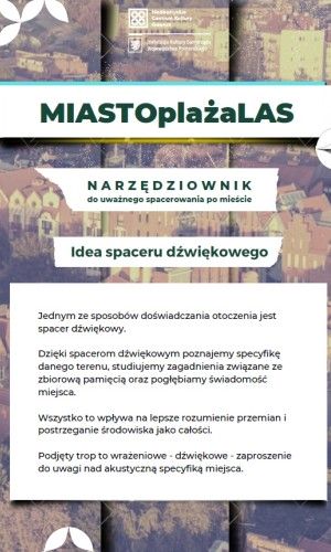 zdjęcia fragmentu miasta - Gdańsk z lotu ptaka, napis "narzędziownik do uważnego spacerowania po mieście"