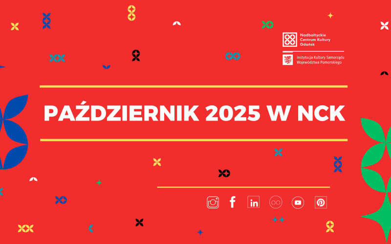 październik- grafika z napisem na czerwonym tle
